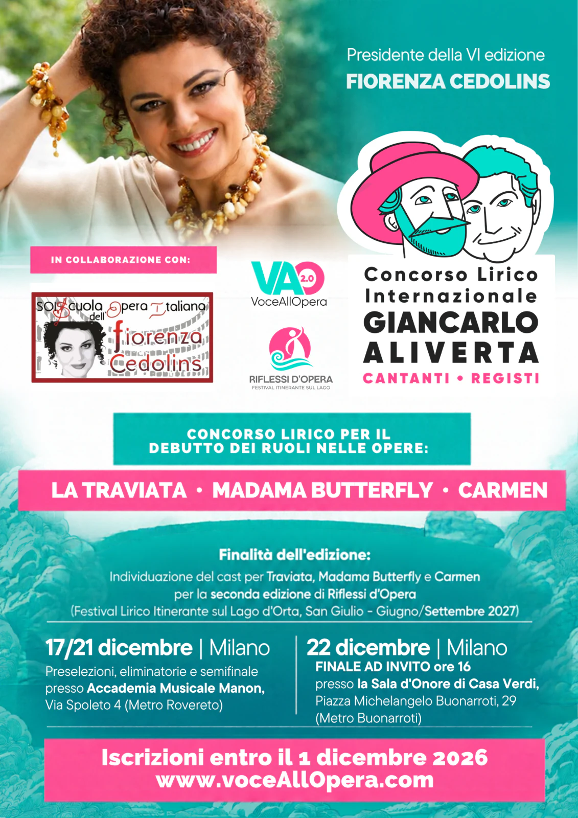 Locandina del Concorso Lirico Internazionale Giancarlo Aliverta, 6ª edizione: preselezioni 17 e 18 dicembre 2026, iscrizioni entro il 1° dicembre